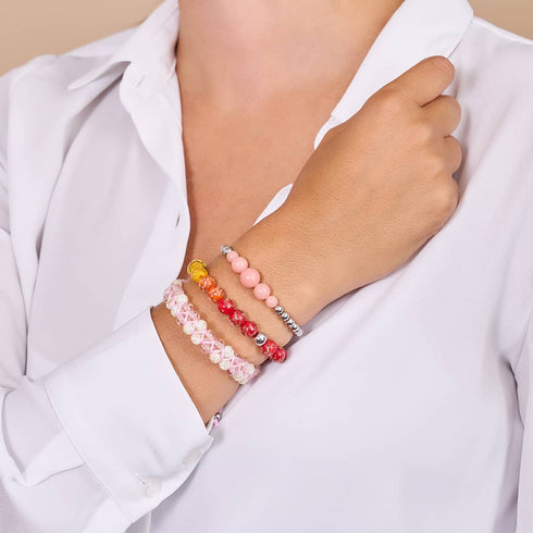 Rêve de chewing-gum | Eau de rose x Ivoire | Bracelet Verre Double Luciole